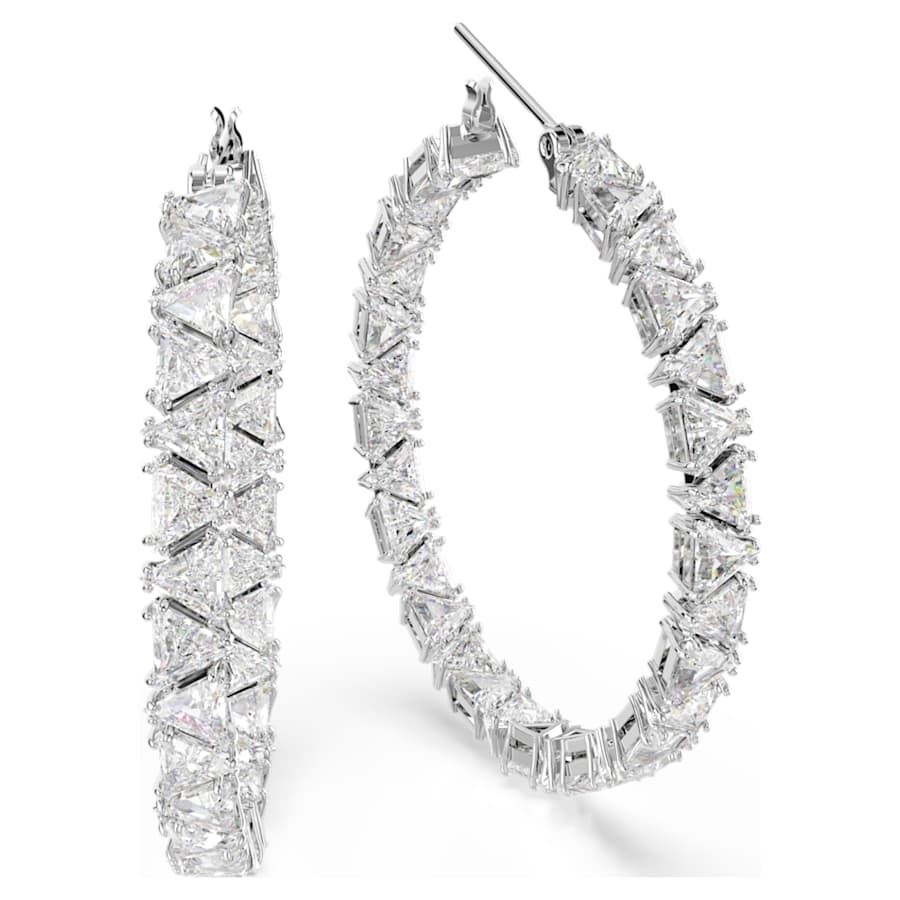 ARETES SWAROVSKI ORTYX TALLA TRIANGULAR, BLANCO, BAÑO DE RODIO