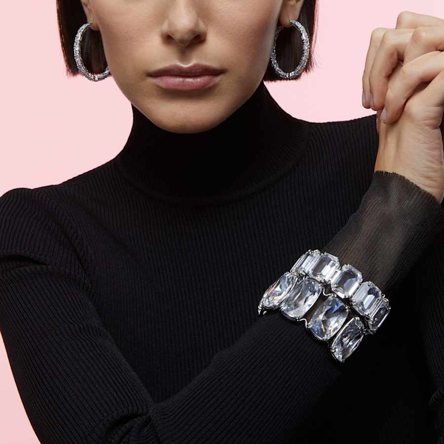 ARETES SWAROVSKI ORTYX TALLA TRIANGULAR, BLANCO, BAÑO DE RODIO