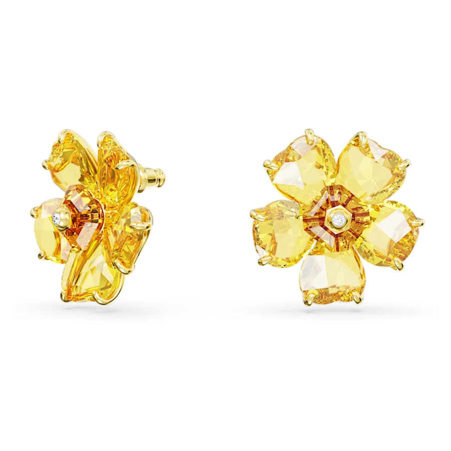 ARETES SWAROVSKI  IDYLLIA FLOR, AMARILLO, BAÑO TONO ORO