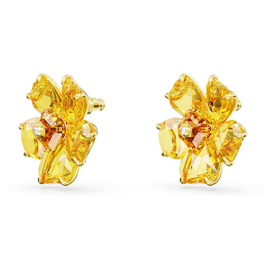 ARETES SWAROVSKI IDYLLIA FLOR, AMARILLO, BAÑO TONO ORO