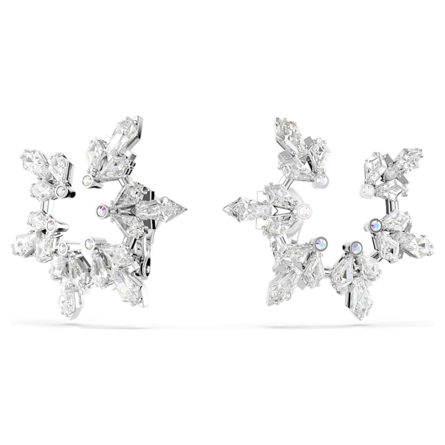 ARETES SWAROVSKI IDYLLIA, COPO DE NIEVE, DISEÑO COLLAR, BLANCO, BAÑO DE RODIO