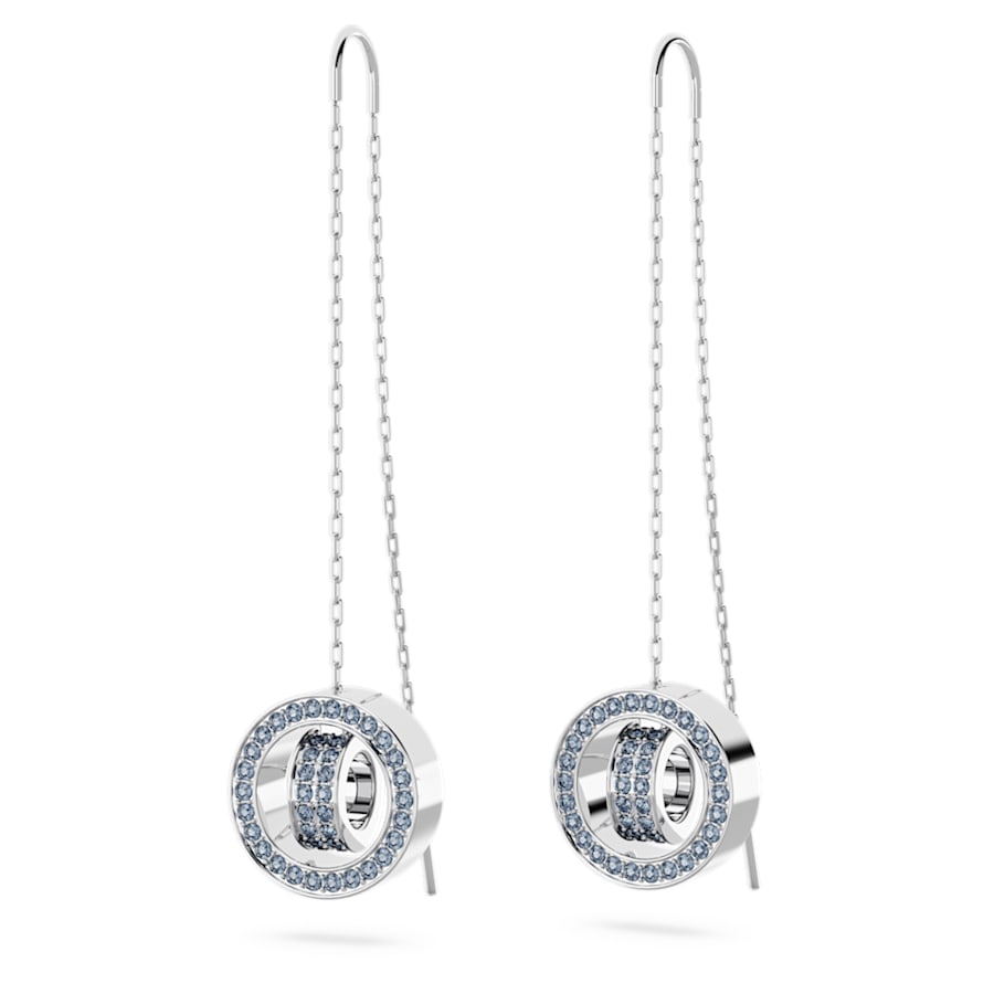 ARETES SWAROVSKI DEXTERA LARGOS, AZULES, BAÑO DE RODIO