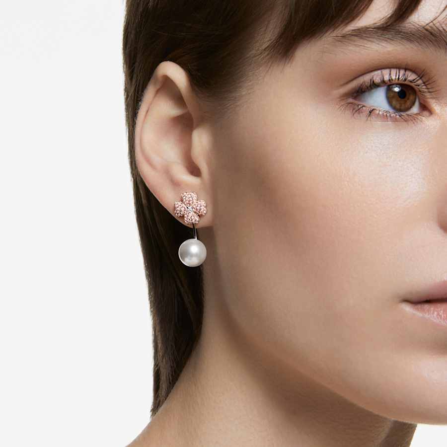 ARETES SWAROVSKI LATISHA FLOR, ROSAS, BAÑO DE RODIO