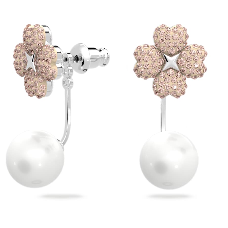 ARETES SWAROVSKI LATISHA FLOR, ROSAS, BAÑO DE RODIO