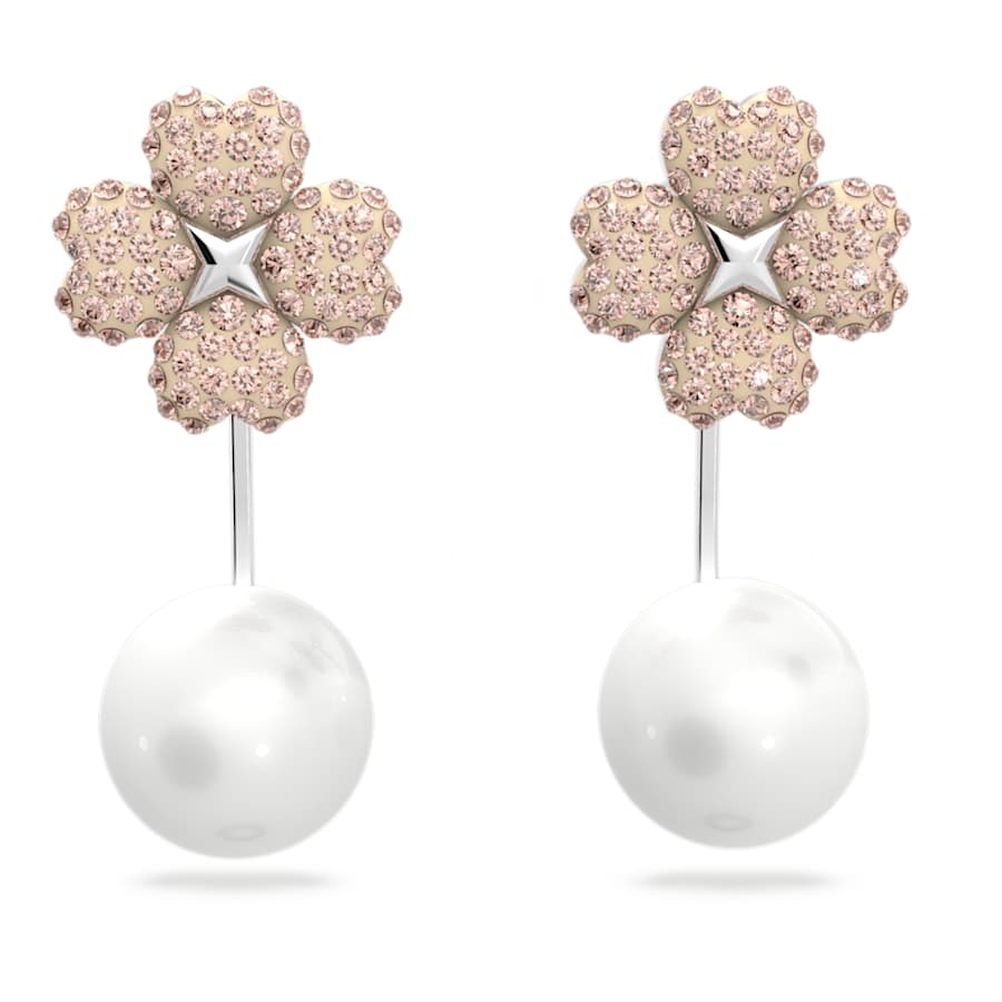 ARETES SWAROVSKI LATISHA FLOR, ROSAS, BAÑO DE RODIO