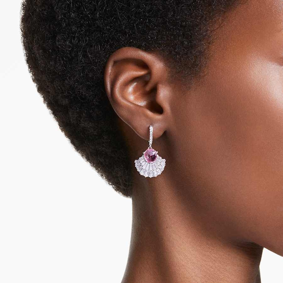 ARETES SWAROVSKI IDYLLIA TALLAS MIXTAS, CONCHA DE MAR, ROSAS, BAÑO DE RODIO