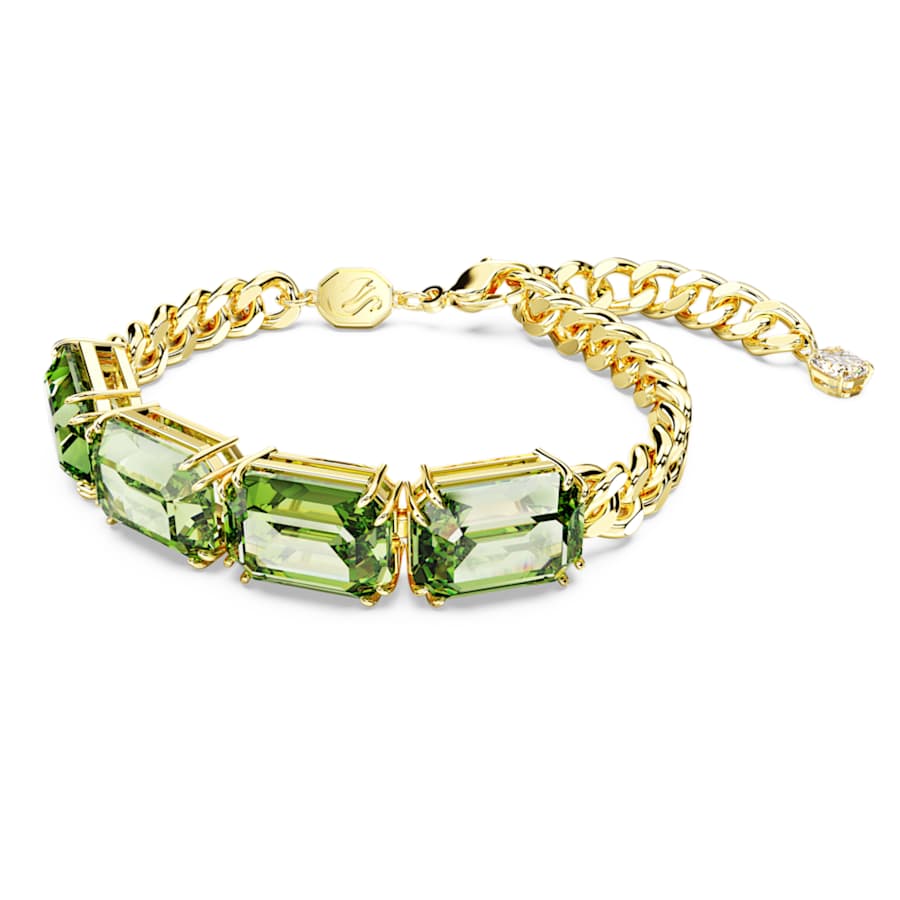 PULSERA SWAROVSKI MILLENIA, DISEÑO BRACELET, VERDE, BAÑO TONO ORO, TALLA M