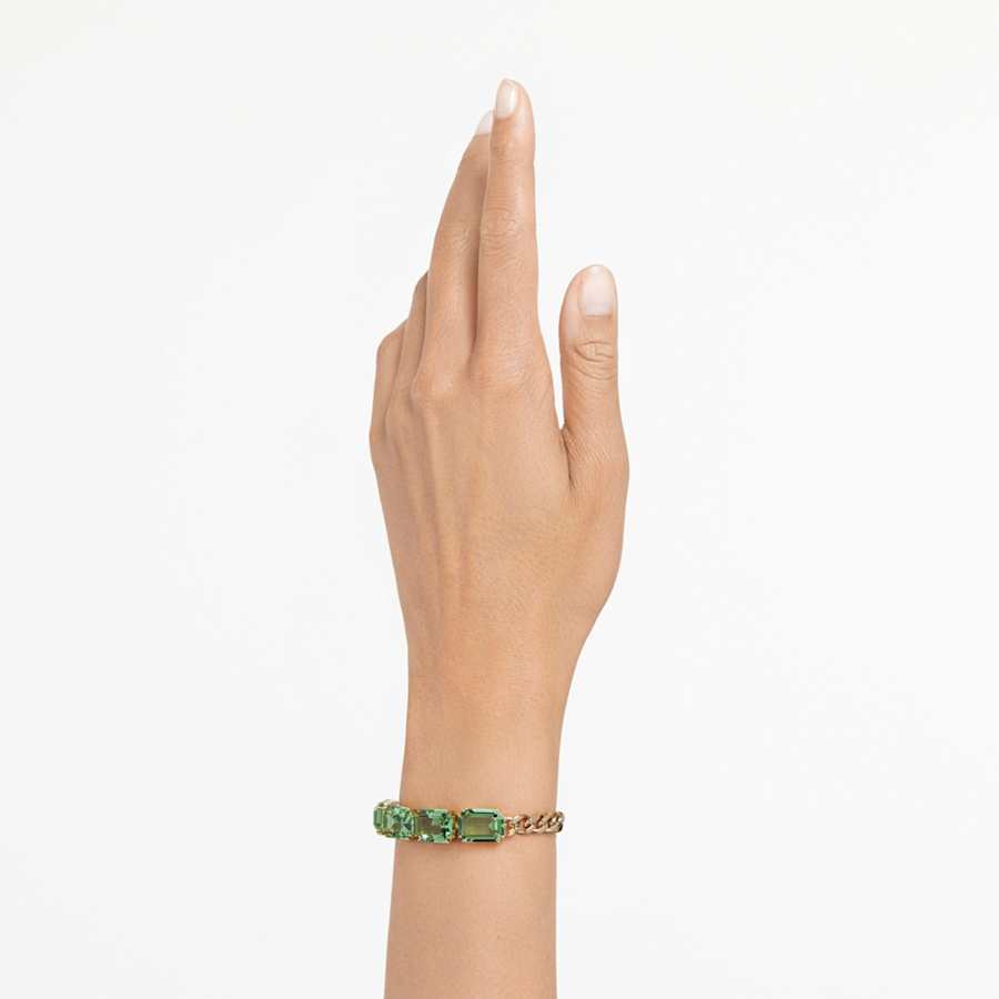 PULSERA SWAROVSKI MILLENIA, DISEÑO BRACELET, VERDE, BAÑO TONO ORO, TALLA M