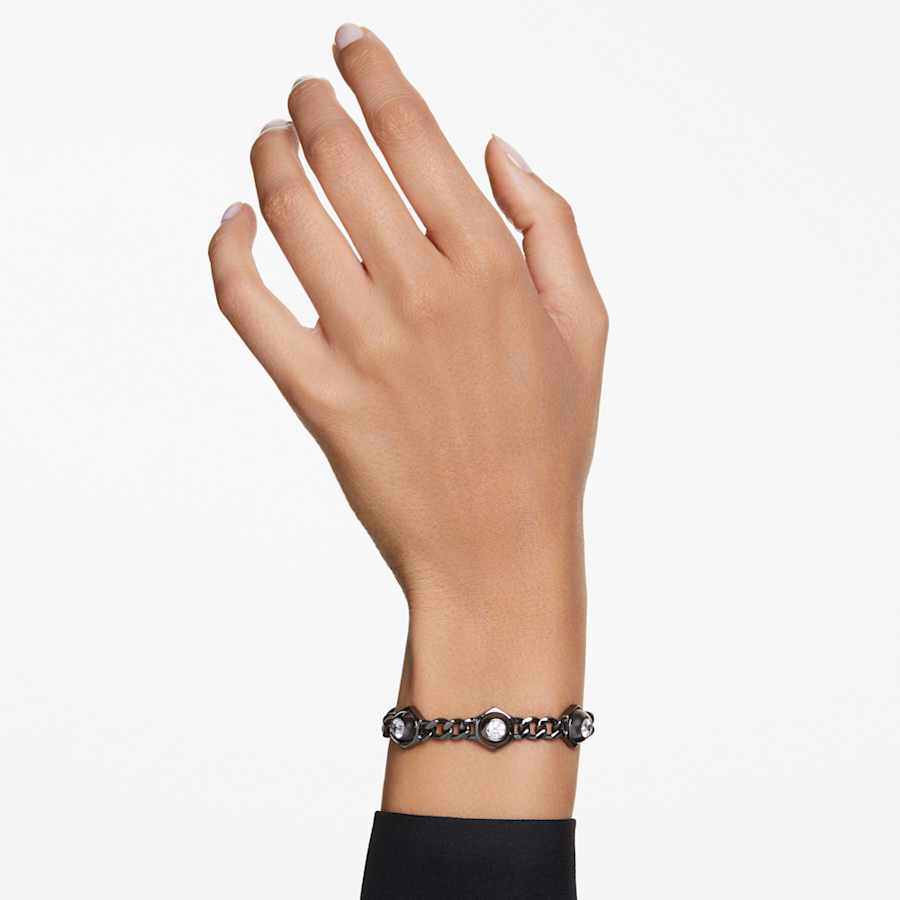 PULSERA SWAROVSKI NUMINA TALLA REDONDA, BLANCA, BAÑO TONO ORO, TALLA M