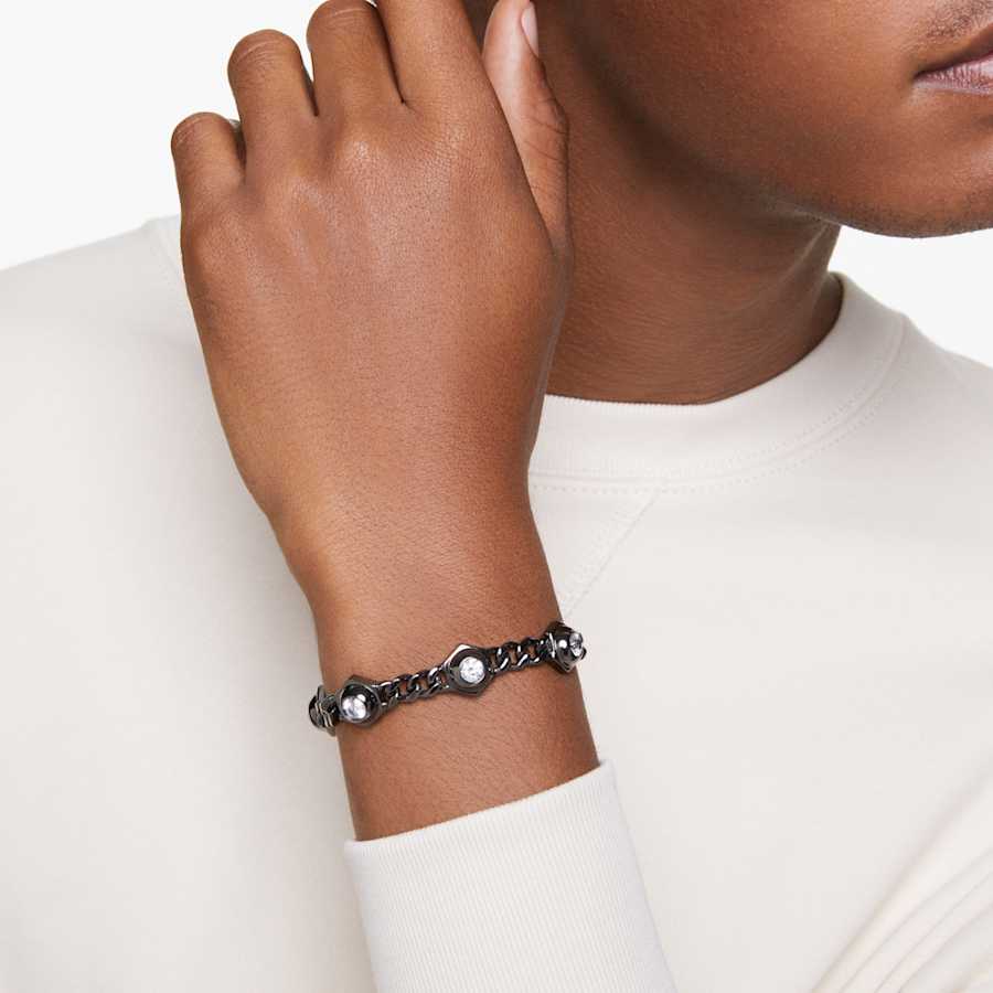 PULSERA SWAROVSKI NUMINA TALLA REDONDA, BLANCA, BAÑO TONO ORO, TALLA M