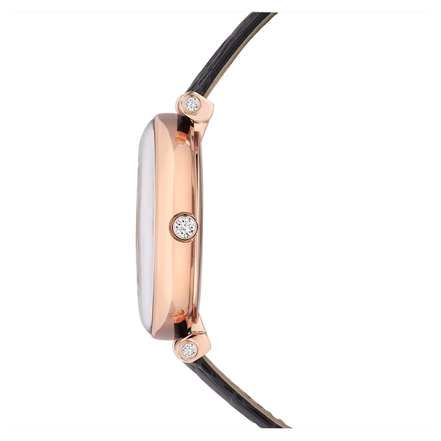 RELOJ SWAROVSKI CRYSTALLINE WONDER BRAZALETE DE CUERO NEGRO, ESFERA DE CRISTALES, MOVIMIENTO CUARZO, CAJA 35MM, MUJER