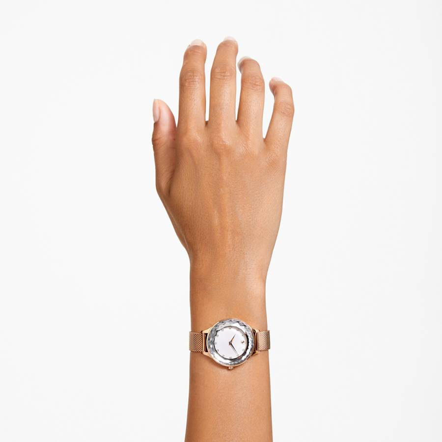 RELOJ SWAROVSKI OCTEA NOVA BRAZALETE DE ACERO INOXIDABLE PVD ORO ROSA, ESFERA BLANCA, MOVIMIENTO CUARZO, CAJA 33 MM, MUJER