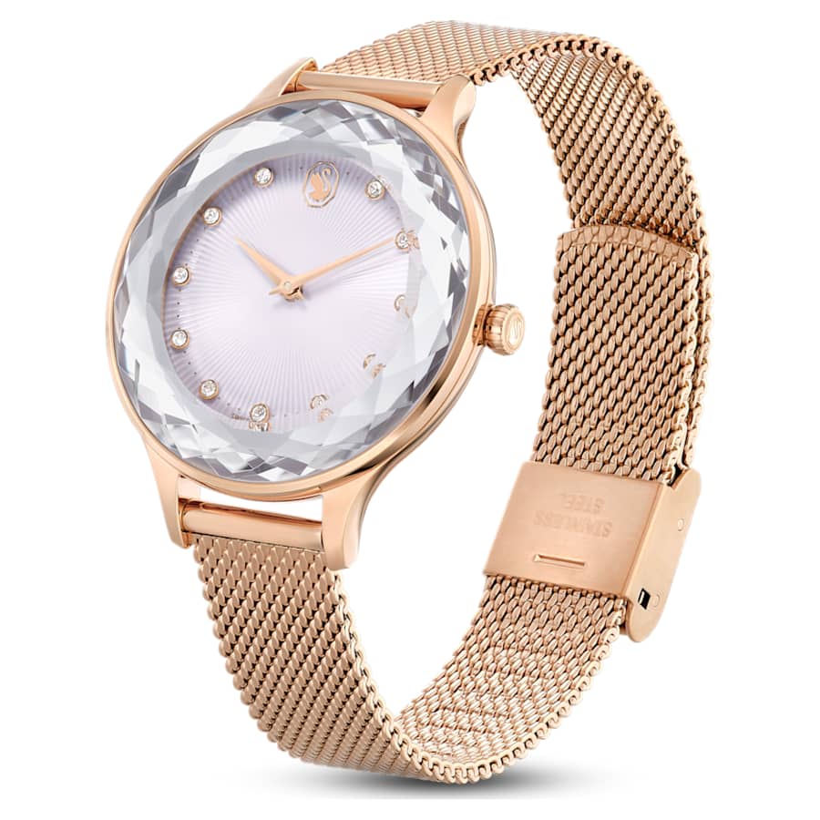 RELOJ SWAROVSKI OCTEA NOVA BRAZALETE DE ACERO INOXIDABLE PVD ORO ROSA, ESFERA BLANCA, MOVIMIENTO CUARZO, CAJA 33 MM, MUJER
