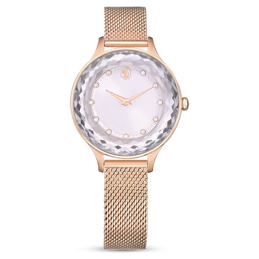 RELOJ SWAROVSKI OCTEA NOVA BRAZALETE DE ACERO INOXIDABLE PVD ORO ROSA, ESFERA BLANCA, MOVIMIENTO CUARZO, CAJA 33 MM, MUJER