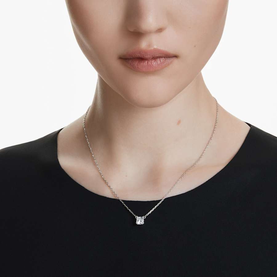 COLLAR SWAROVSKI STILLA ATTRACT TALLA CUADRADA, BLANCO, BAÑO DE RODIO