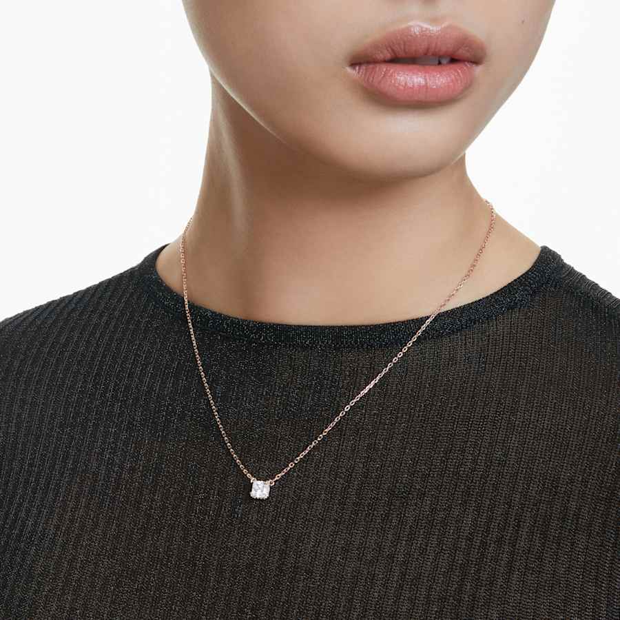 COLLAR SWAROVSKI STILLA ATTRACT TALLA CUADRADA, BLANCO, BAÑO TONO ORO ROSA