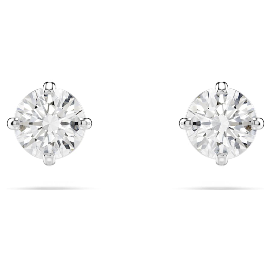 ARETES SWAROVSKI ATTRACT TALLA REDONDA, BLANCO, BAÑO DE RODIO