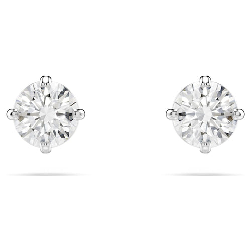 ARETES SWAROVSKI ATTRACT TALLA REDONDA, BLANCO, BAÑO DE RODIO