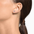 ARETES SWAROVSKI ATTRACT TALLA REDONDA, BLANCO, BAÑO DE RODIO
