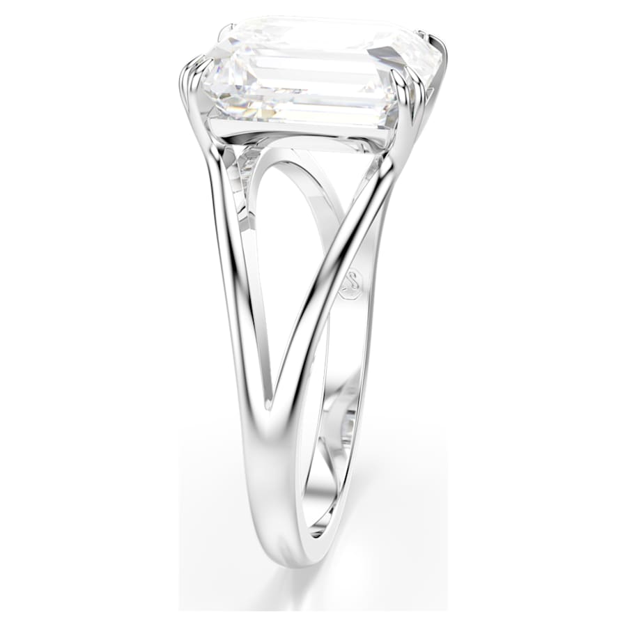 ANILLO SWAROVSKI  STILLA TALLA OCTOGONAL, BLANCO, BAÑO DE RODIO, TALLA 52