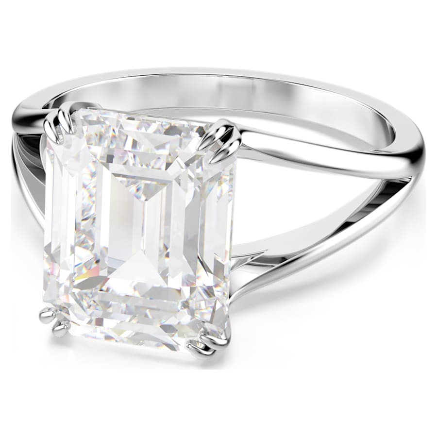 ANILLO SWAROVSKI STILLA TALLA OCTOGONAL, BLANCO, BAÑO DE RODIO