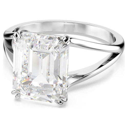 ANILLO SWAROVSKI STILLA TALLA OCTOGONAL, BLANCO, BAÑO DE RODIO