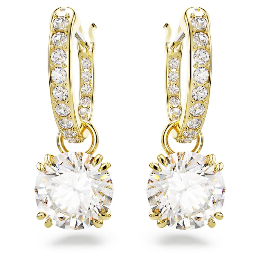 ARETES SWAROVSKI CONSTELLA TALLA REDONDA, BLANCO, BAÑO TONO ORO