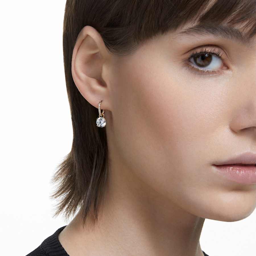 ARETES SWAROVSKI CONSTELLA TALLA REDONDA, BLANCO, BAÑO TONO ORO