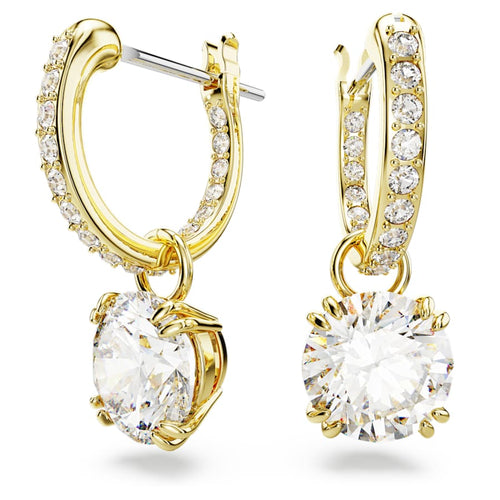 ARETES SWAROVSKI CONSTELLA TALLA REDONDA, BLANCO, BAÑO TONO ORO