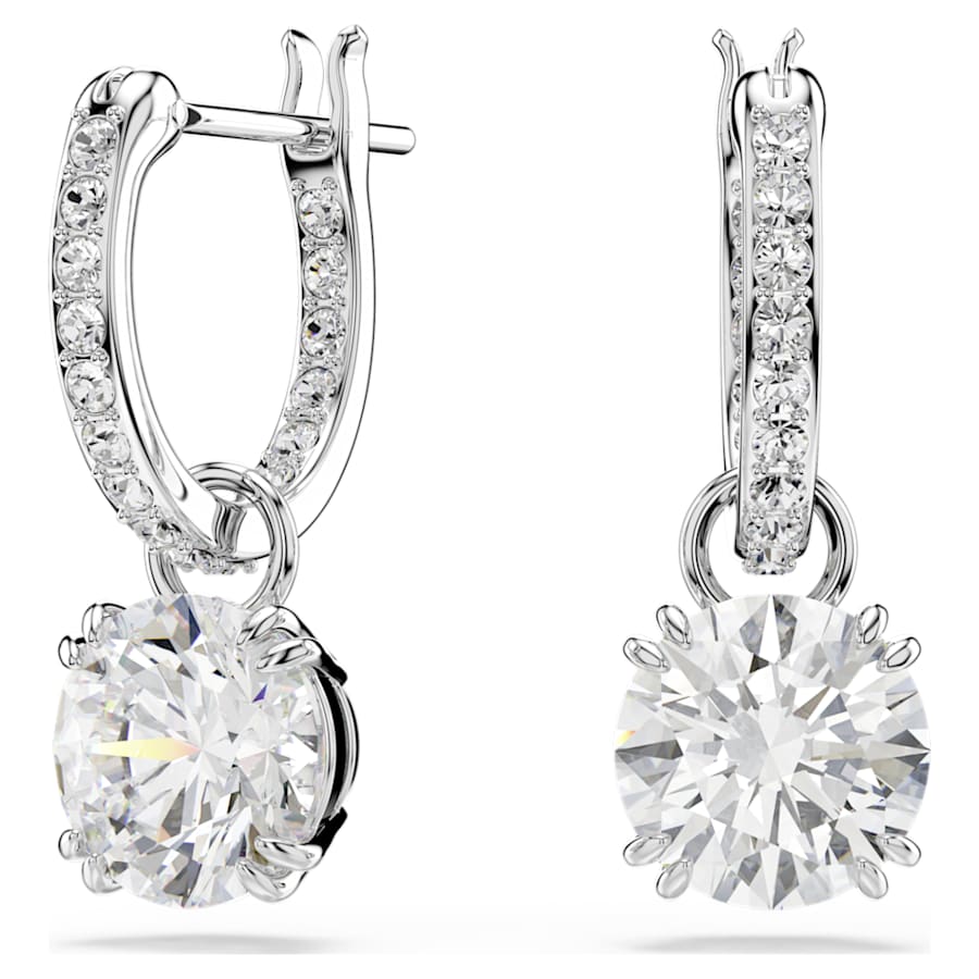 ARETES SWAROVSKI STILLA, DISEÑO DROP, CRISTAL, BAÑO DE RODIO