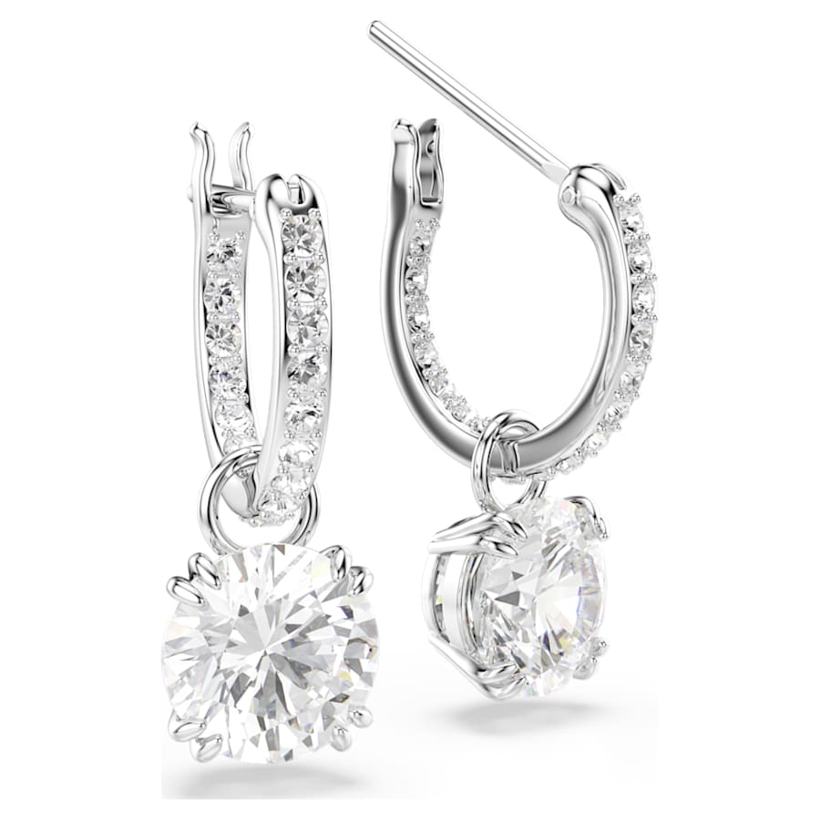 ARETES SWAROVSKI CONSTELLA TALLA REDONDA, BLANCO, BAÑO DE RODIO