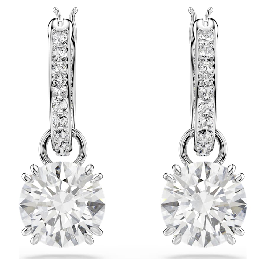 ARETES SWAROVSKI STILLA, DISEÑO DROP, CRISTAL, BAÑO DE RODIO