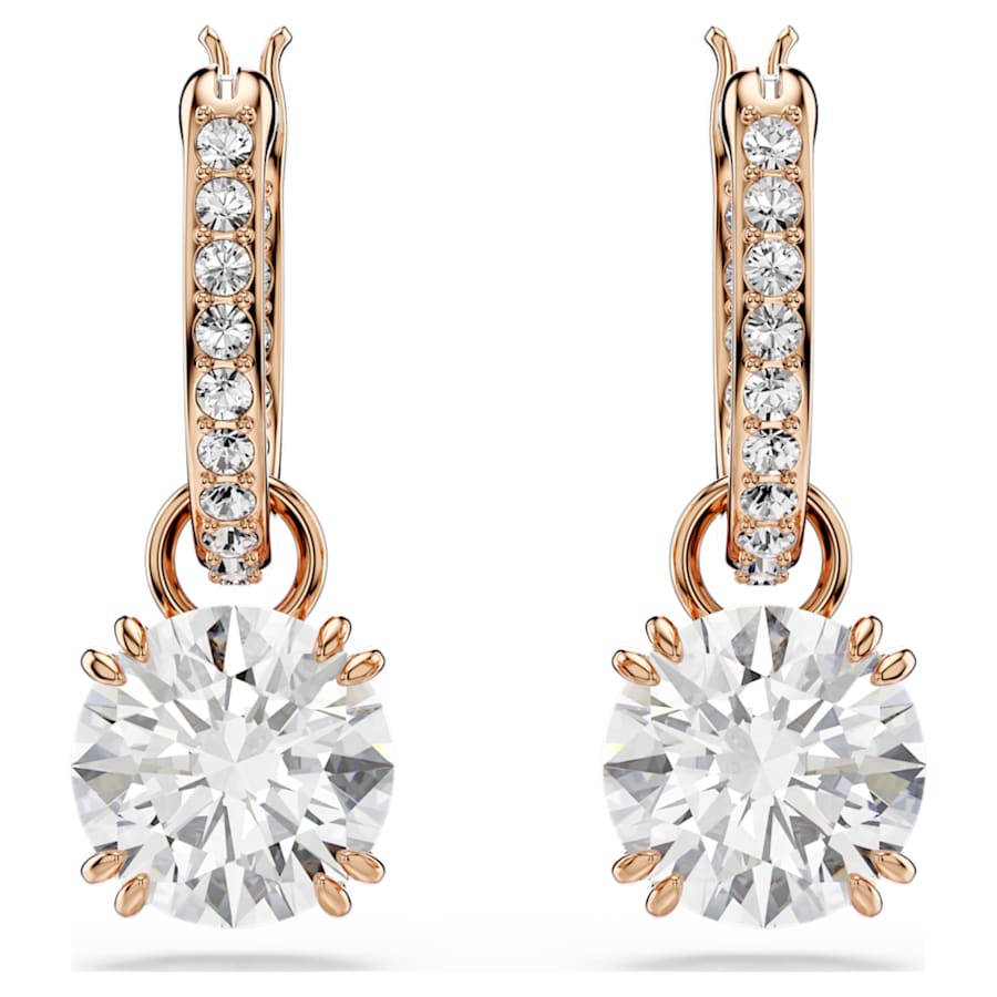 ARETES SWAROVSKI CONSTELLA TALLA REDONDA, BLANCO, BAÑO TONO ORO ROSA