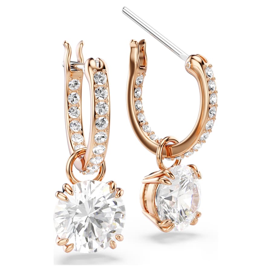 ARETES SWAROVSKI CONSTELLA TALLA REDONDA, BLANCO, BAÑO TONO ORO ROSA