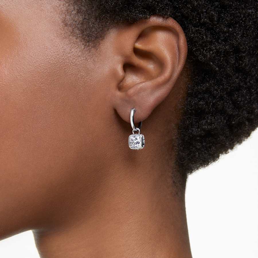 ARETES SWAROVSKI STILLA TALLA CUADRADA, BLANCO, BAÑO DE RODIO