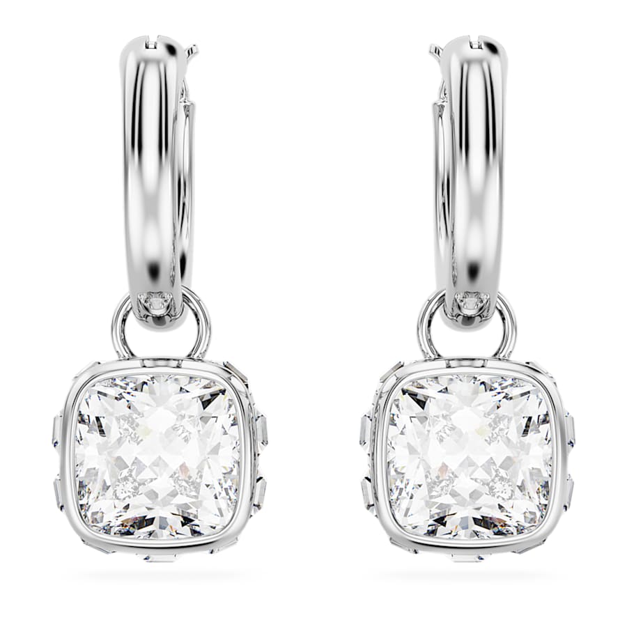 ARETES SWAROVSKI STILLA TALLA CUADRADA, BLANCO, BAÑO DE RODIO