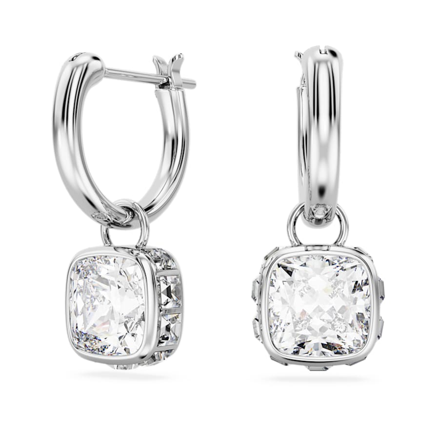 ARETES SWAROVSKI STILLA TALLA CUADRADA, BLANCO, BAÑO DE RODIO