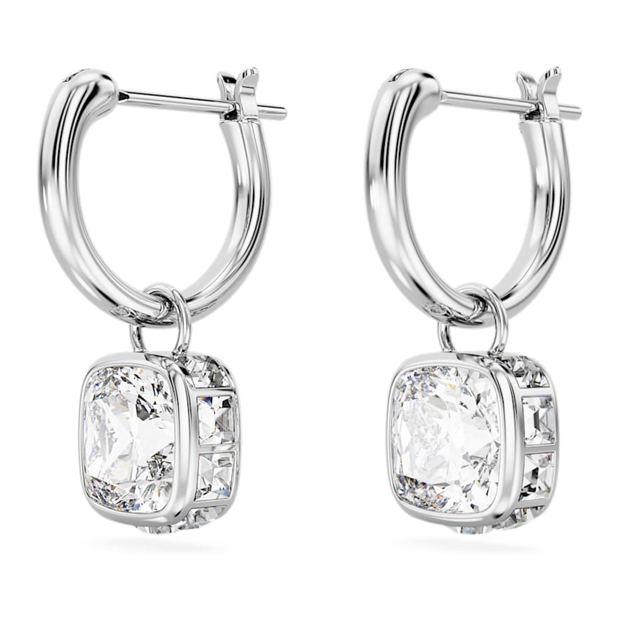 ARETES SWAROVSKI STILLA TALLA CUADRADA, BLANCO, BAÑO DE RODIO