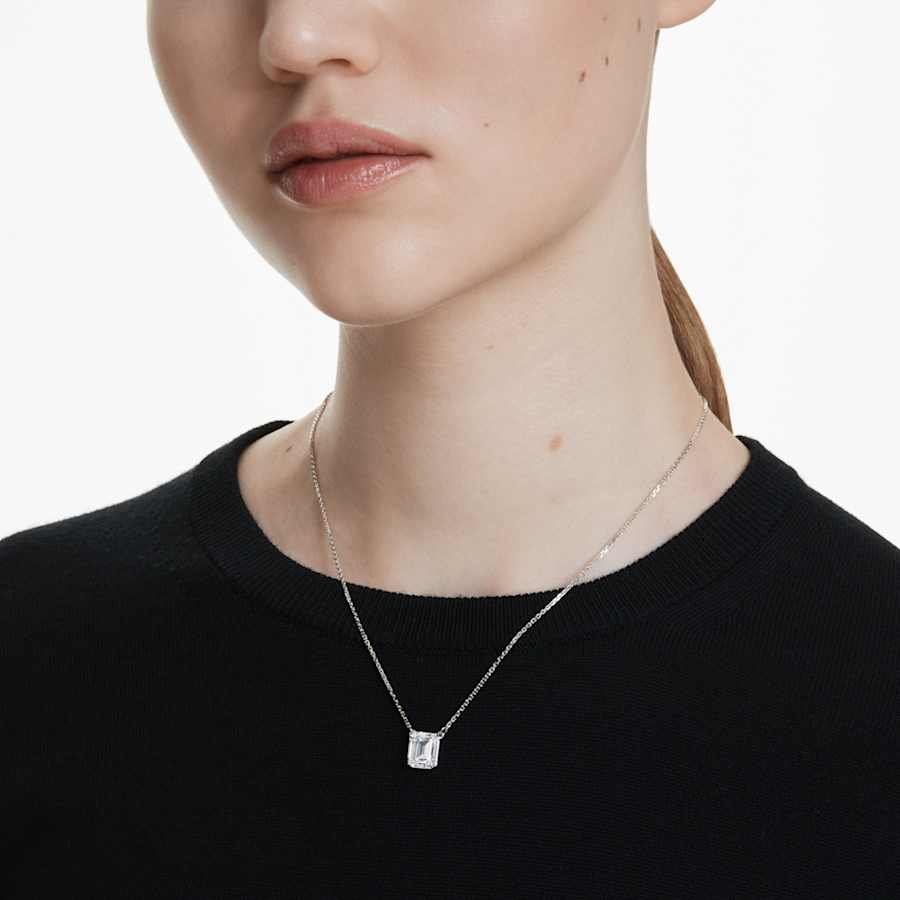 COLLAR SWAROVSKI STILLA TALLA OCTOGONAL, BLANCO, BAÑO DE RODIO