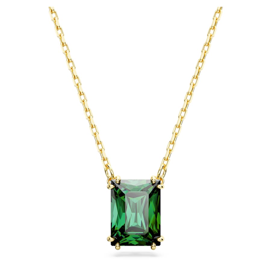 COLLAR SWAROVSKI MATRIX TALLA RECTANGULAR, VERDE, BAÑO TONO ORO