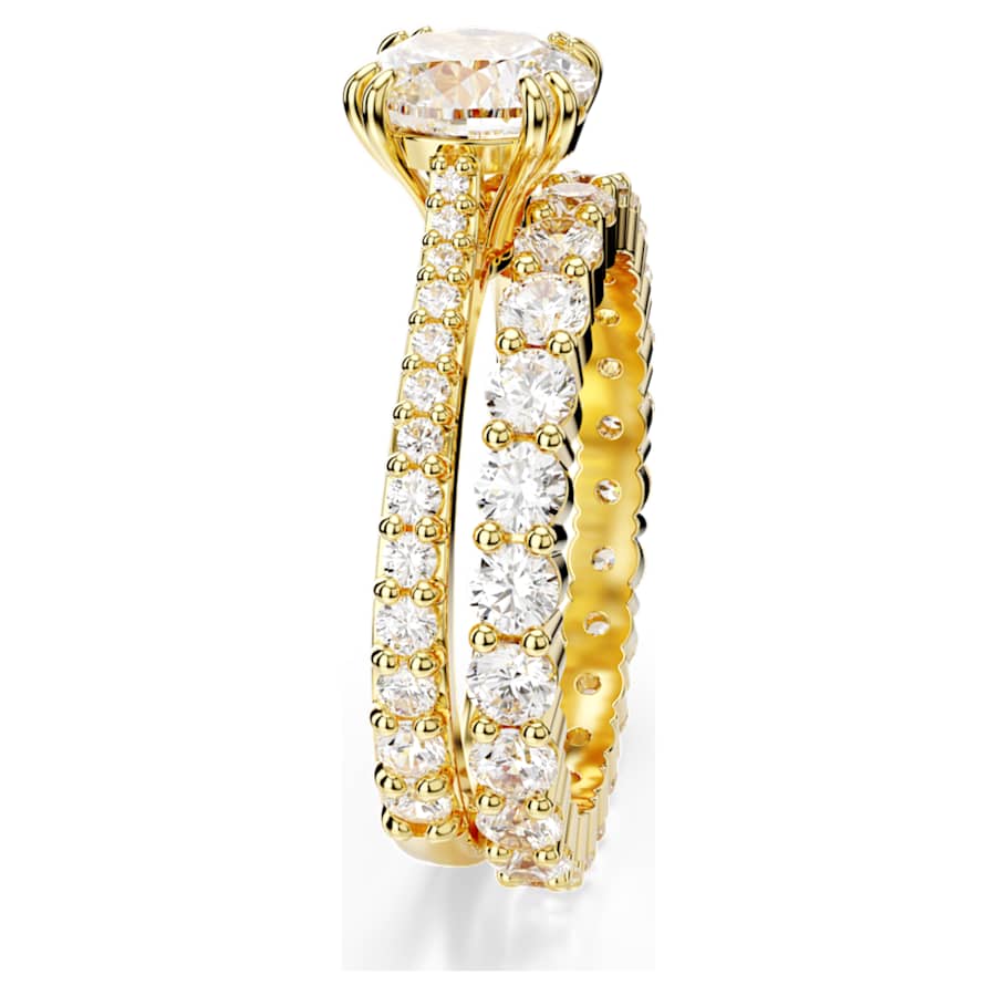 ANILLO SWAROVSKI STILLA CONJUNTO (2), TALLA REDONDA, BLANCO, BAÑO TONO ORO