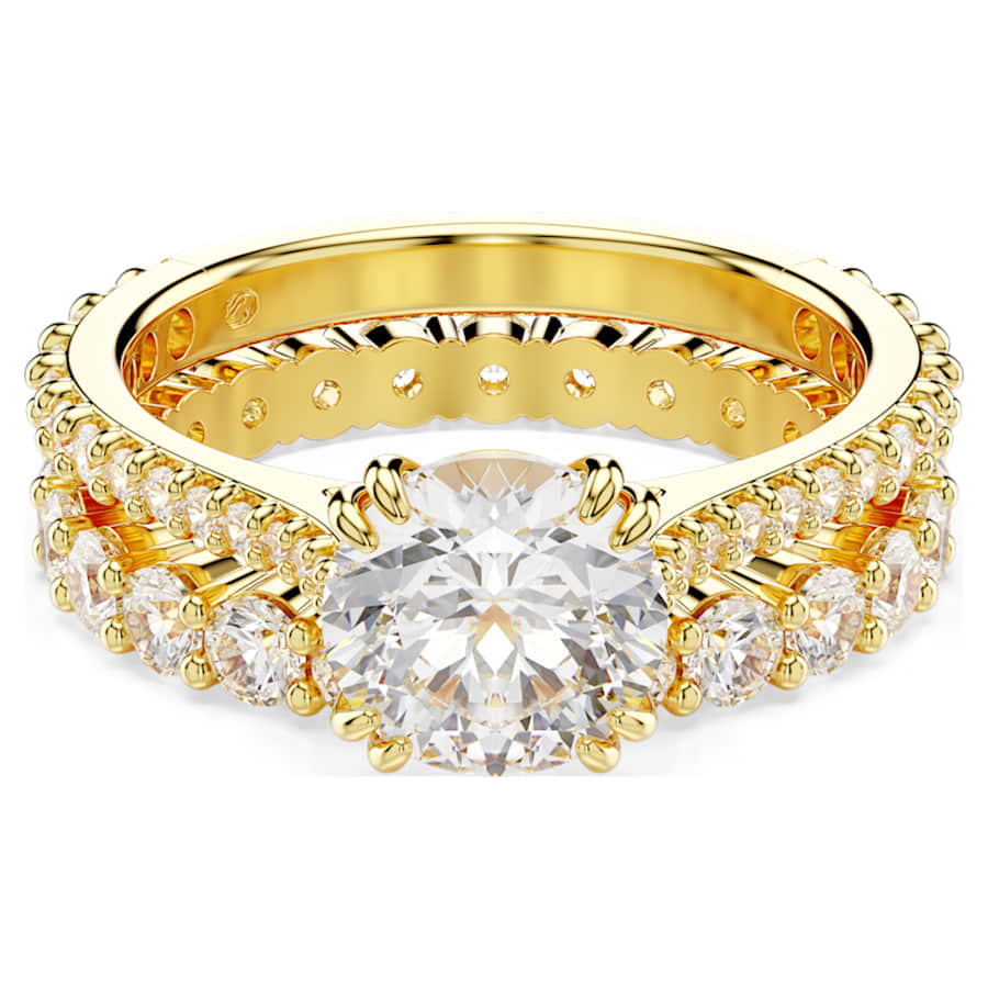 ANILLO SWAROVSKI STILLA CONJUNTO (2), TALLA REDONDA, BLANCO, BAÑO TONO ORO