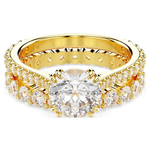 ANILLO SWAROVSKI STILLA CONJUNTO (2), TALLA REDONDA, BLANCO, BAÑO TONO ORO