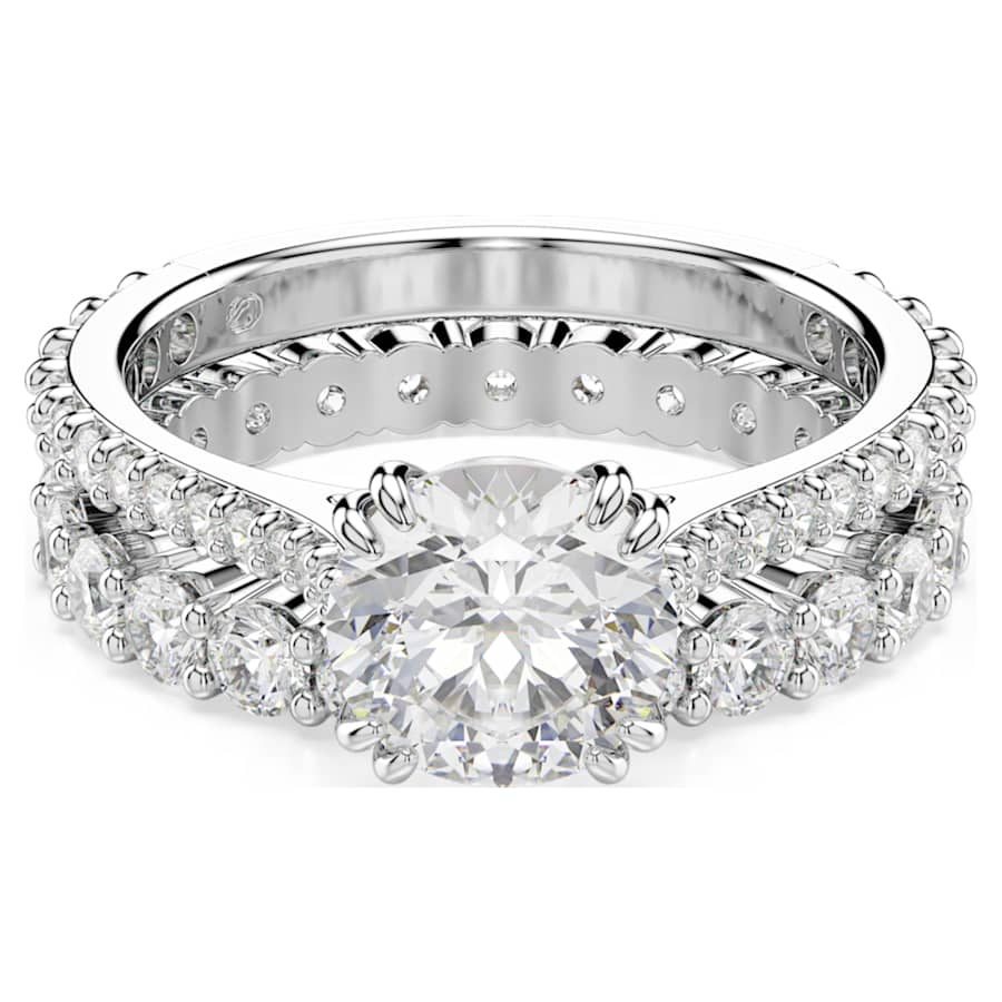 ANILLO SWAROVSKI STILLA CONJUNTO (2), TALLA REDONDA, BLANCO, BAÑO DE RODIO