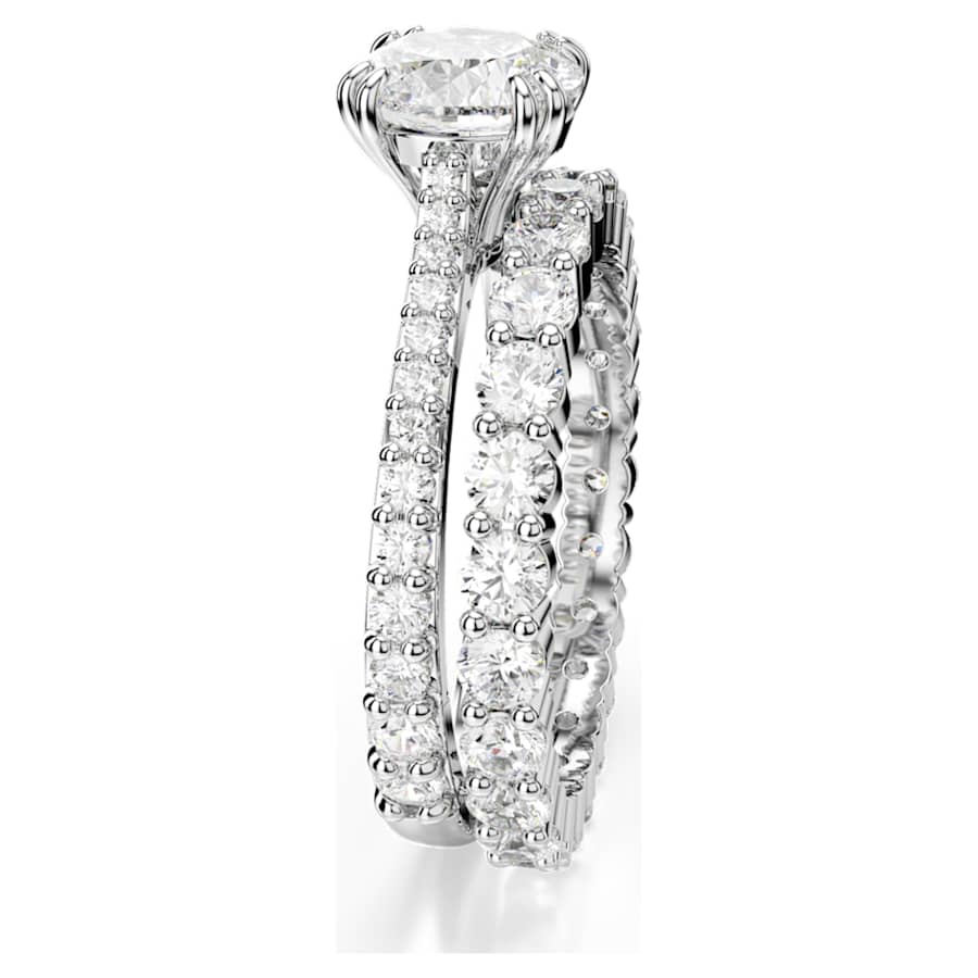 ANILLO SWAROVSKI STILLA CONJUNTO (2), TALLA REDONDA, BLANCO, BAÑO DE RODIO