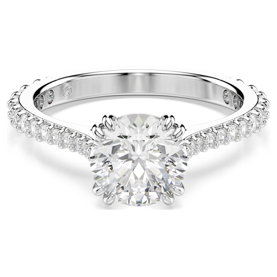 ANILLO SWAROVSKI STILLA CONJUNTO (2), TALLA REDONDA, BLANCO, BAÑO DE RODIO