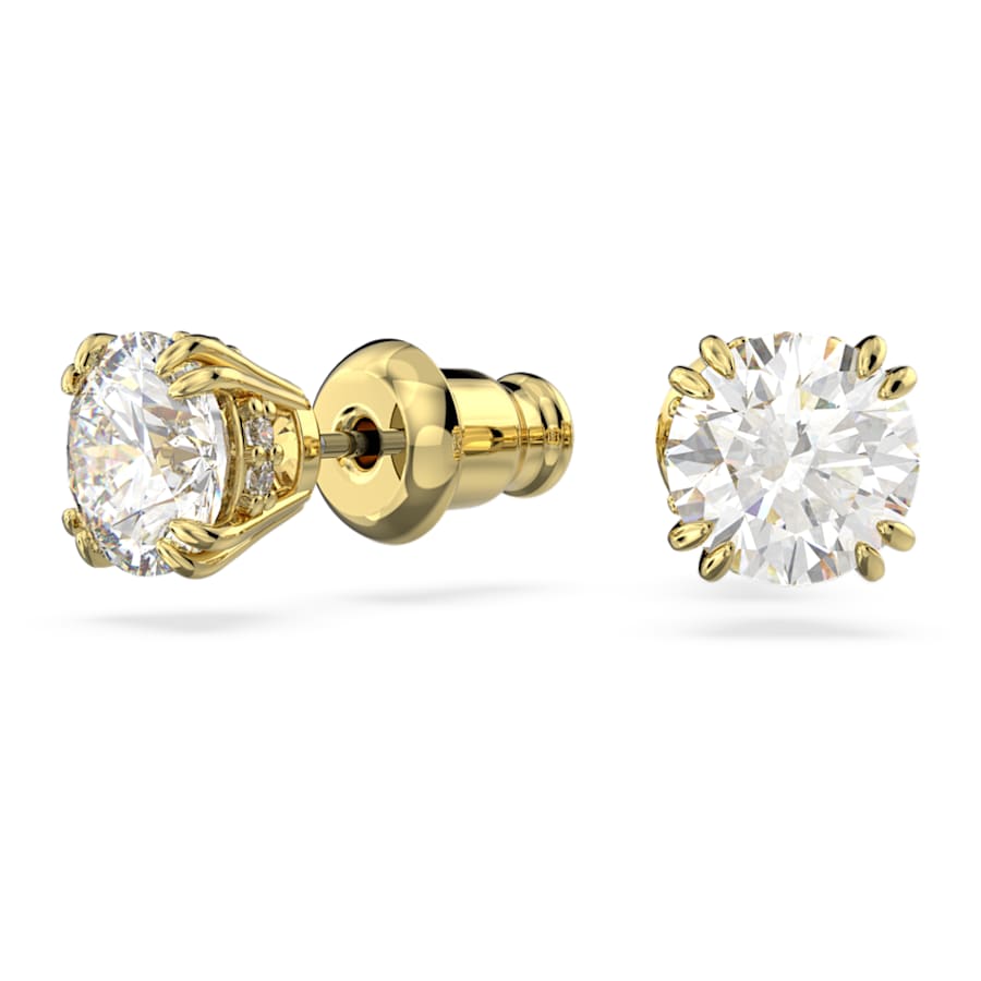 ARETES SWAROVSKI STILLA, TALLA REDONDA, BLANCO, BAÑO DE TONO ORO