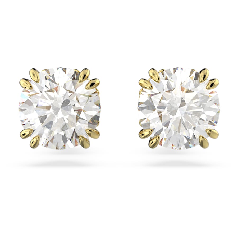 ARETES SWAROVSKI STILLA, TALLA REDONDA, BLANCO, BAÑO DE TONO ORO