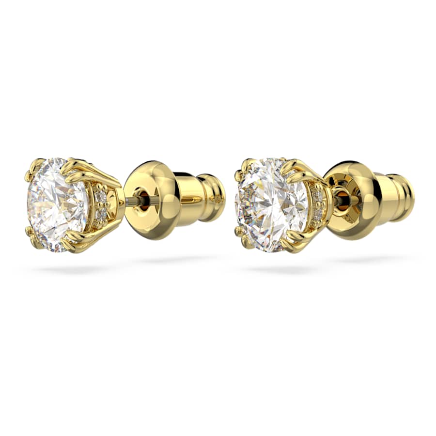 ARETES SWAROVSKI STILLA, TALLA REDONDA, BLANCO, BAÑO DE TONO ORO