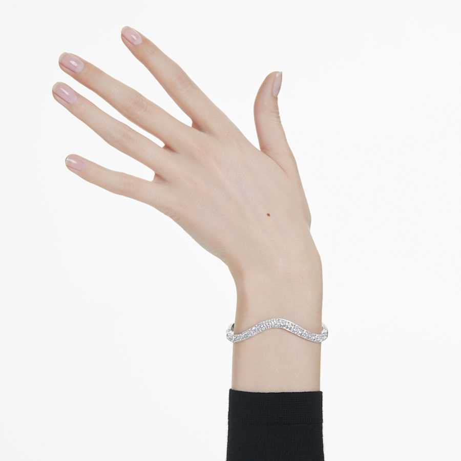 PULSERA SWAROVSKI SUBLIMA TALLA REDONDA, BLANCO, BAÑO DE RODIO
